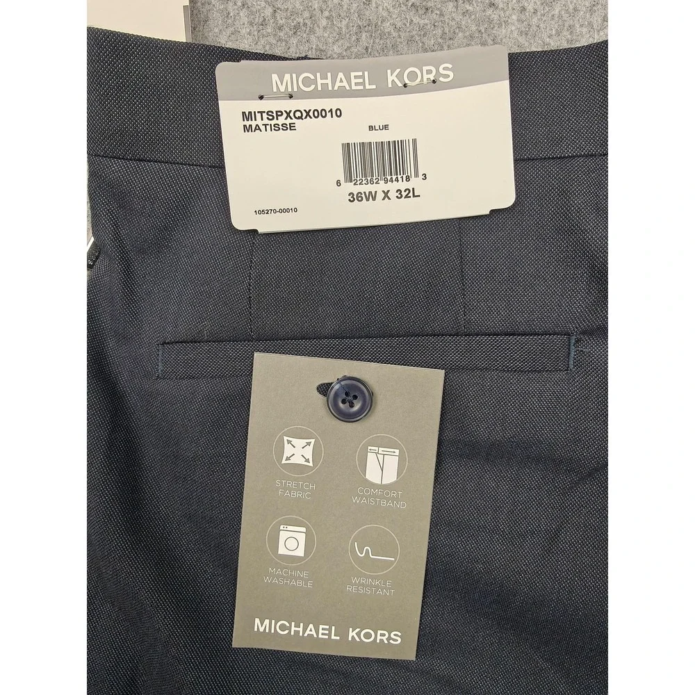 Michael Kors Pants Mens 36x32 Blue Matisse Dress Stretch Comfort Waistband New